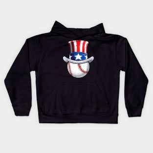 Baseball Uncle Sam 4th of July Boys American Flag Kids Hoodie